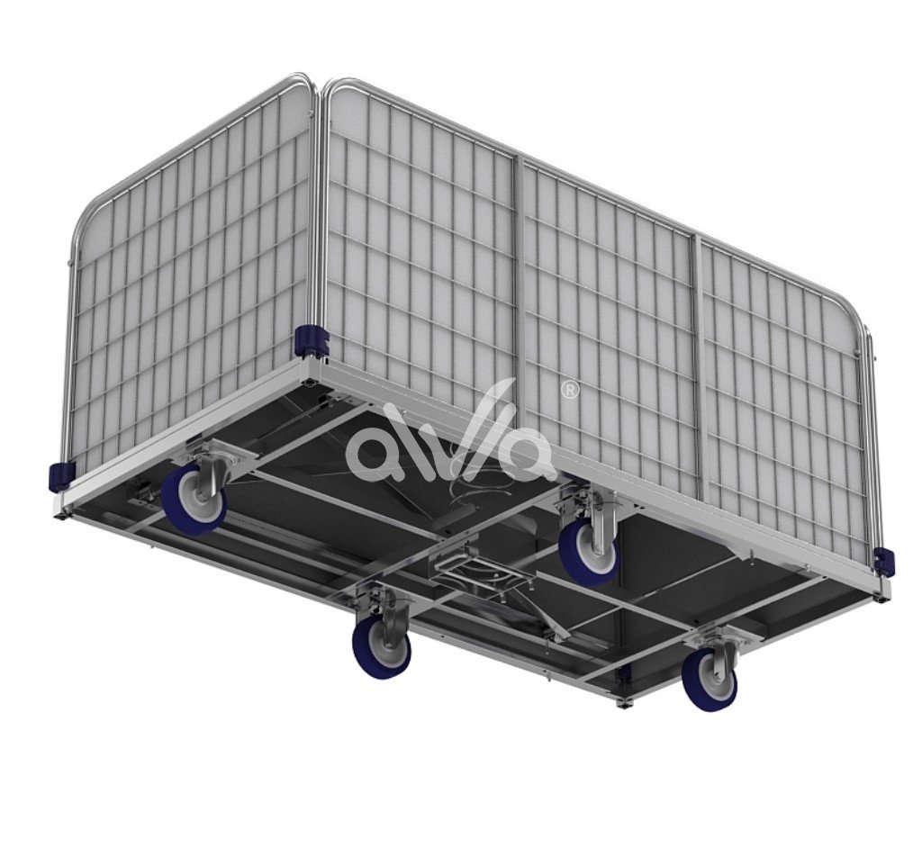Plastic big laundry trolley ML with metal frame with mobile shelf due to  the springed bottom